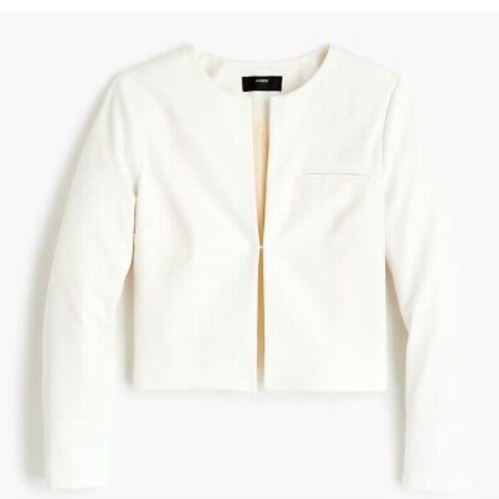 New J Crew Petite 4 off white cropped collarless Jacket.
